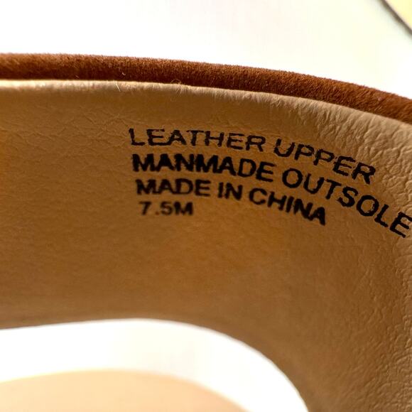 Ann Taylor LOFT Cognac Suede Leather Wooden Platform Clog Sandals Size 7.5 NIB - Picture 8 of 11